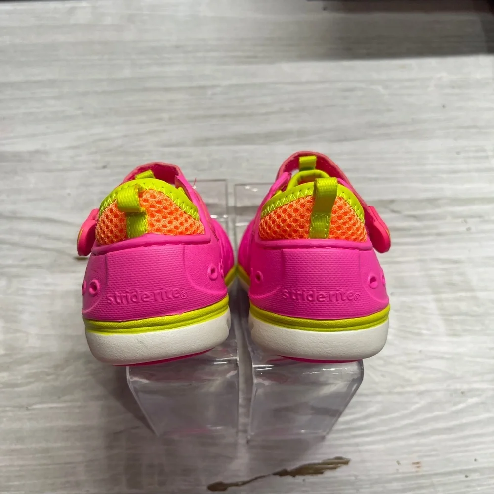 Stride Rite Made 2 Play Phibian Neon Pink Yellow Rubber Slip On Girls size 5